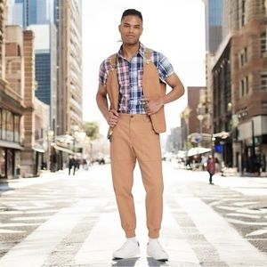 Men’s Houston White Brown Canvas Cargo Jogger‎